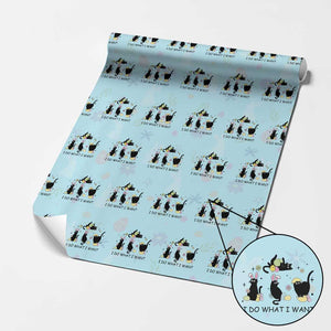 Funny Easter Black Cat Wrapping Paper Roll I Do What I Want TS14 Light Blue Print Your Wear