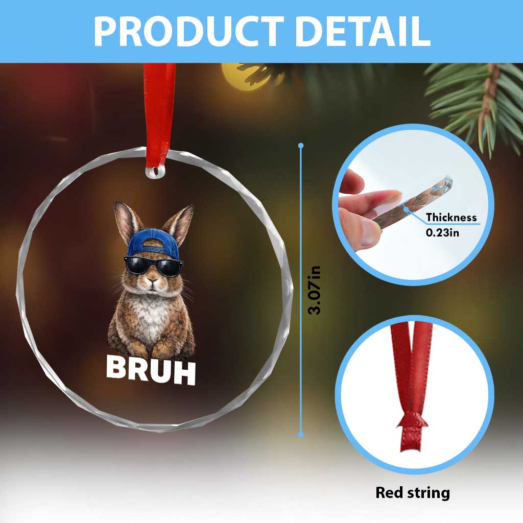Funny Easter Bruh Bunny Sunglasses Meme Crystal Glass Ornament TS11 Print Your Wear