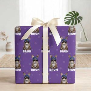 Funny Easter Bruh Bunny Sunglasses Meme Wrapping Paper Roll TS11 Purple Print Your Wear