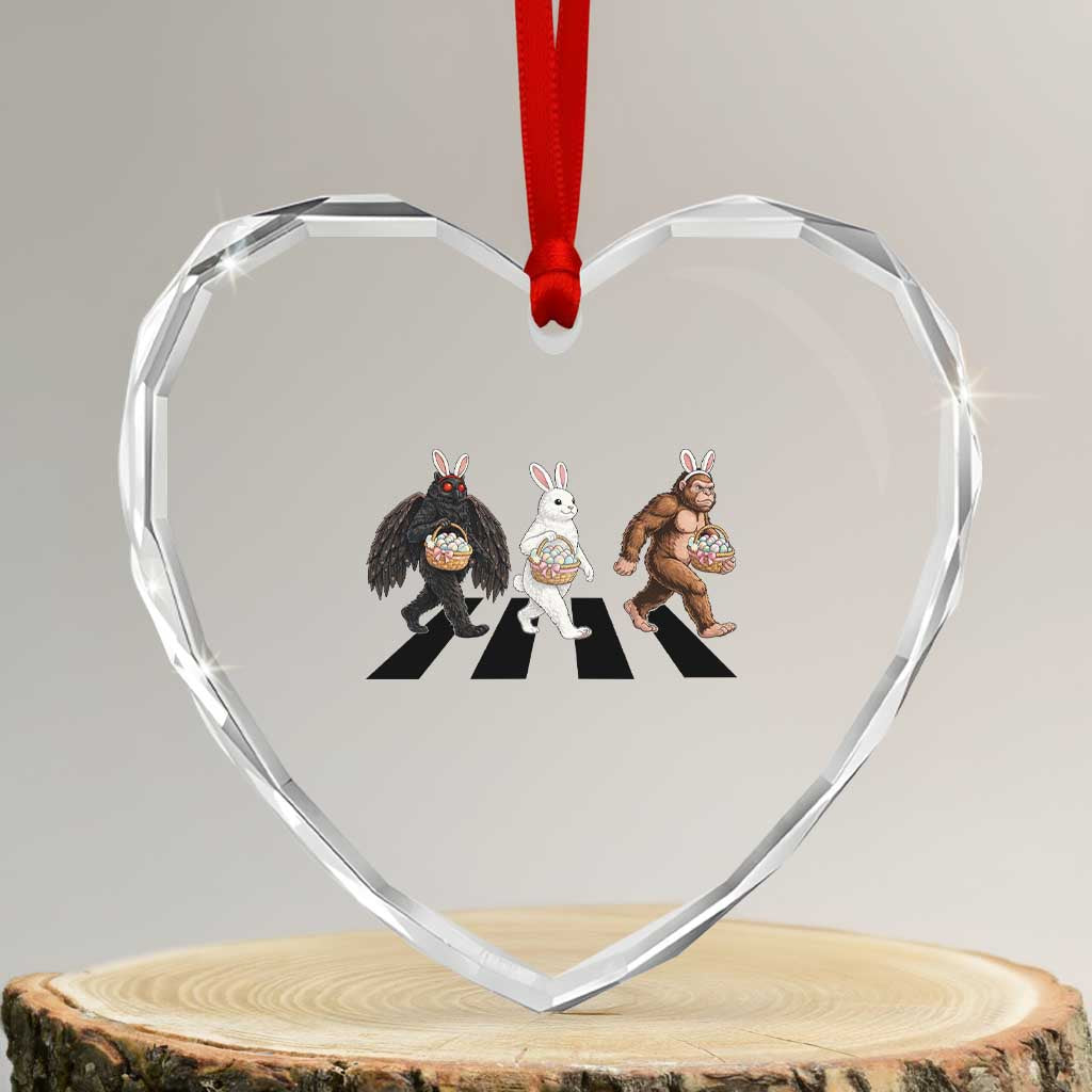 Funny Easter Bunny Bigfoot Mothman Heart Crystal Glass Ornament Cryptid Lover Gift TS12 Transparent Glass 3'' Heart Print Your Wear