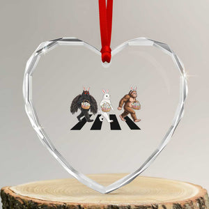 Funny Easter Bunny Bigfoot Mothman Heart Crystal Glass Ornament Cryptid Lover Gift TS12 Transparent Glass 3'' Heart Print Your Wear