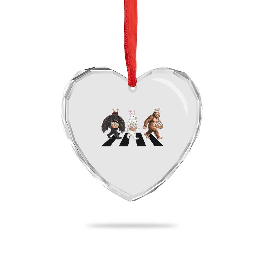 Funny Easter Bunny Bigfoot Mothman Heart Crystal Glass Ornament Cryptid Lover Gift TS12 Print Your Wear