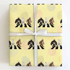 Funny Easter Bunny Bigfoot Mothman Wrapping Paper Roll Cryptid Lover Gift TS12 Light Yellow Print Your Wear