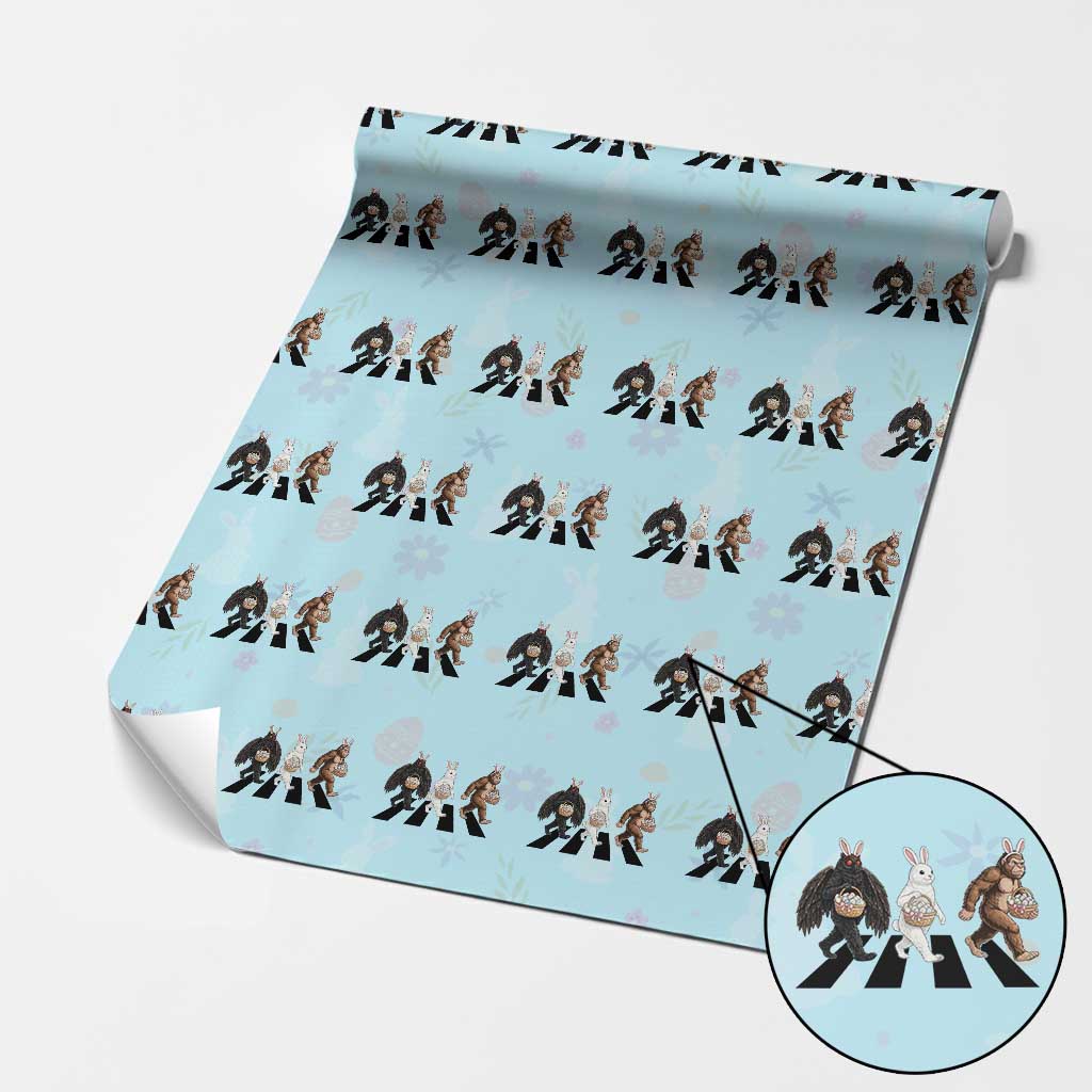 Funny Easter Bunny Bigfoot Mothman Wrapping Paper Roll Cryptid Lover Gift TS12 Light Blue Print Your Wear