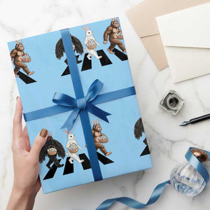 Funny Easter Bunny Bigfoot Mothman Wrapping Paper Roll Cryptid Lover Gift TS12 Light Blue Print Your Wear