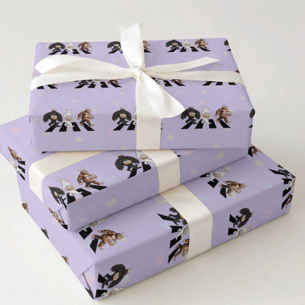Funny Easter Bunny Bigfoot Mothman Wrapping Paper Roll Cryptid Lover Gift TS12 Violet Print Your Wear