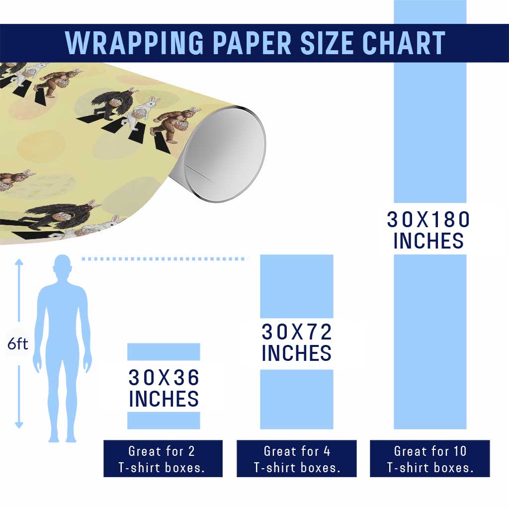Funny Easter Bunny Bigfoot Mothman Wrapping Paper Roll Cryptid Lover Gift TS12 Print Your Wear