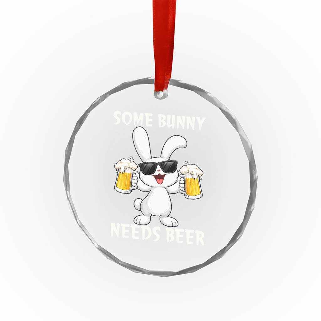 Funny Easter Bunny Drinking Beer Crystal Glass Ornament Some Bunny Needs Beer TS14 Print Your Wear