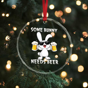 Funny Easter Bunny Drinking Beer Crystal Glass Ornament Some Bunny Needs Beer TS14 Print Your Wear