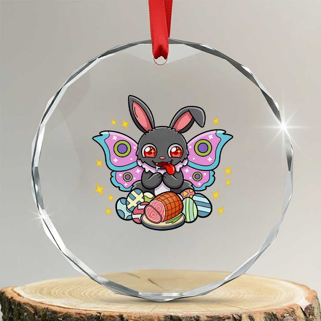Funny Easter Bunny Mothman Loves Glazed Ham Crystal Glass Ornament TS12 Transparent Glass 3'' Circle Print Your Wear
