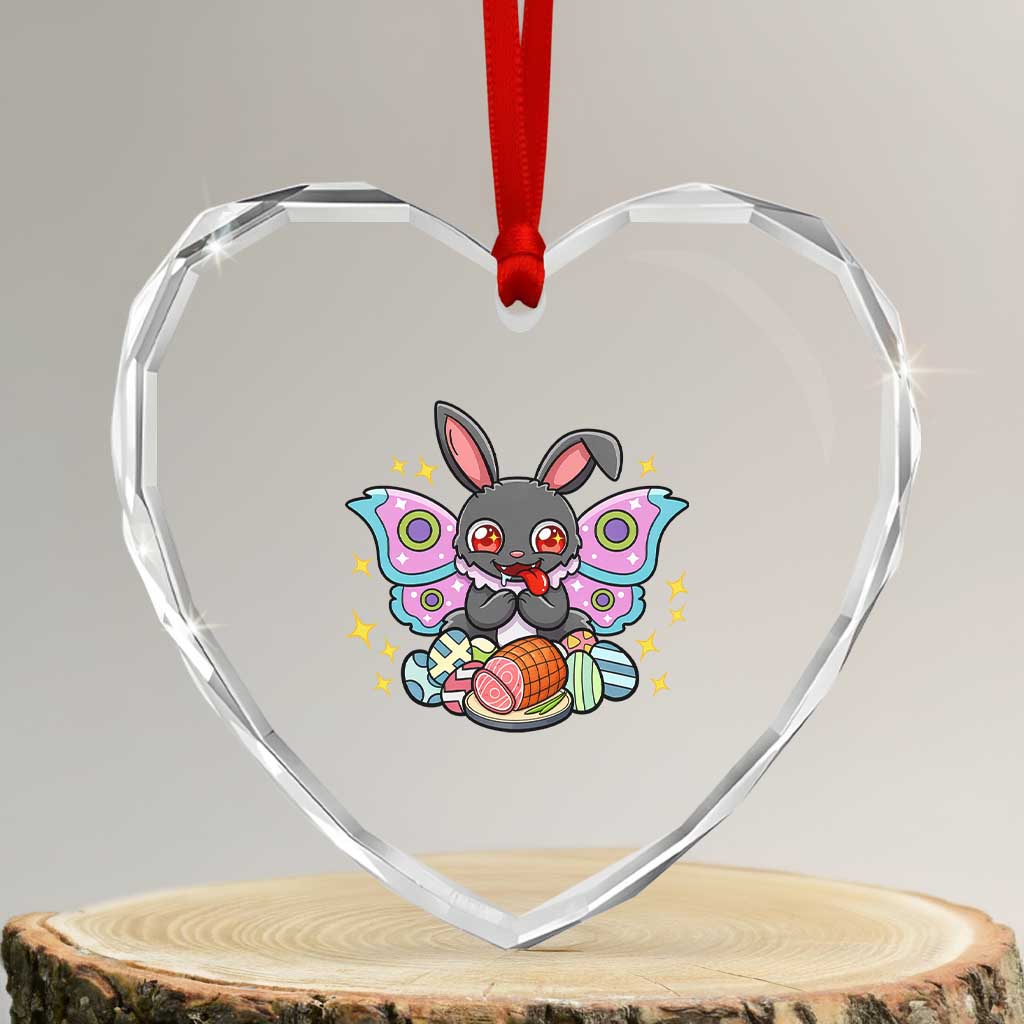 Funny Easter Bunny Mothman Loves Glazed Ham Heart Crystal Glass Ornament TS12 Transparent Glass 3'' Heart Print Your Wear