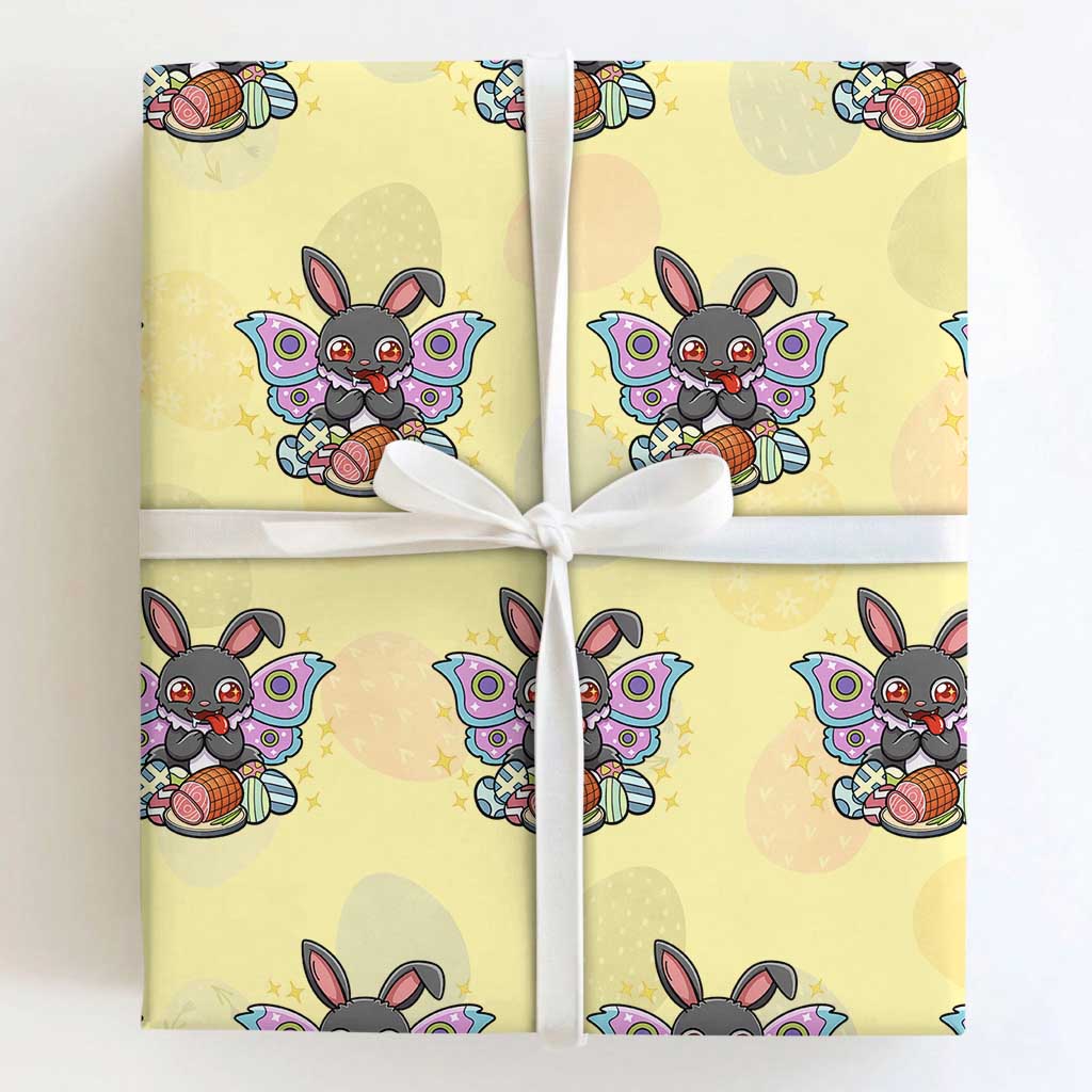 Funny Easter Bunny Mothman Loves Glazed Ham Wrapping Paper Roll TS12 Light Yellow Print Your Wear