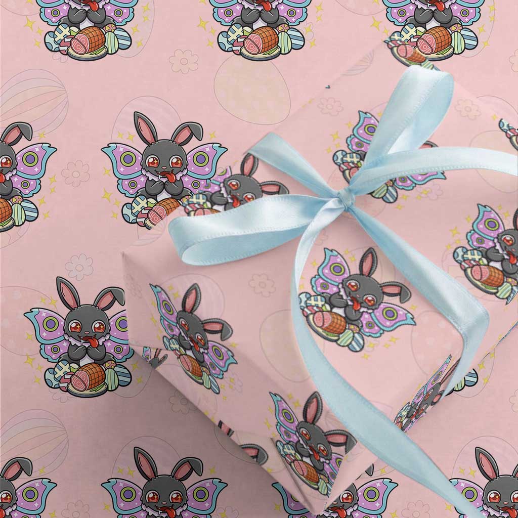 Funny Easter Bunny Mothman Loves Glazed Ham Wrapping Paper Roll TS12 Light Pink Print Your Wear
