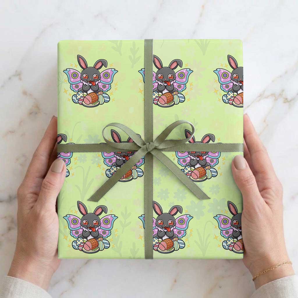 Funny Easter Bunny Mothman Loves Glazed Ham Wrapping Paper Roll TS12 Lime Print Your Wear