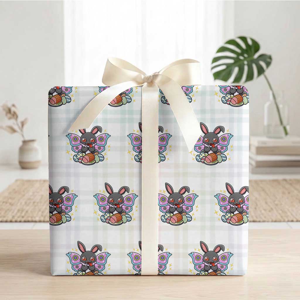 Funny Easter Bunny Mothman Loves Glazed Ham Wrapping Paper Roll TS12 White Plaid Print Your Wear
