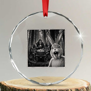 Funny Easter Bunny Selfie Crystal Glass Ornament Bigfoot Jersey Devil Chupacabra Egg Hunt TS12 Transparent Glass 3'' Circle Print Your Wear