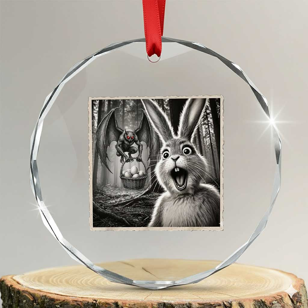 Funny Easter Bunny Selfie Mothman Egg Hunt Crystal Glass Ornament TS12 Transparent Glass 3'' Circle Print Your Wear