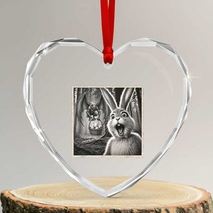 Funny Easter Bunny Selfie Mothman Egg Hunt Heart Crystal Glass Ornament TS12 Transparent Glass 3'' Heart Print Your Wear