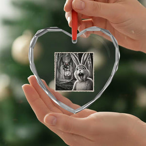 Funny Easter Bunny Selfie Mothman Egg Hunt Heart Crystal Glass Ornament TS12 Print Your Wear