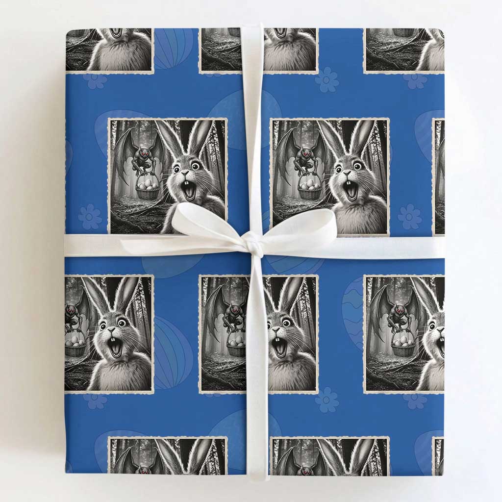 Funny Easter Bunny Selfie Mothman Egg Hunt Wrapping Paper Roll TS12 Royal Blue Print Your Wear
