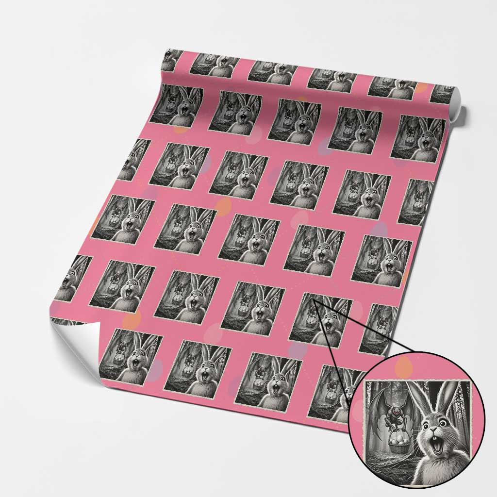 Funny Easter Bunny Selfie Mothman Egg Hunt Wrapping Paper Roll TS12 Pink Print Your Wear