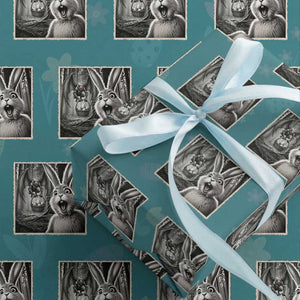 Funny Easter Bunny Selfie Mothman Egg Hunt Wrapping Paper Roll TS12 Teal Print Your Wear