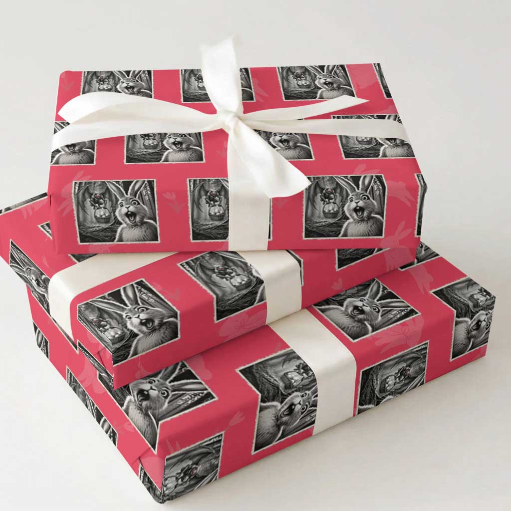 Funny Easter Bunny Selfie Mothman Egg Hunt Wrapping Paper Roll TS12 Red Print Your Wear