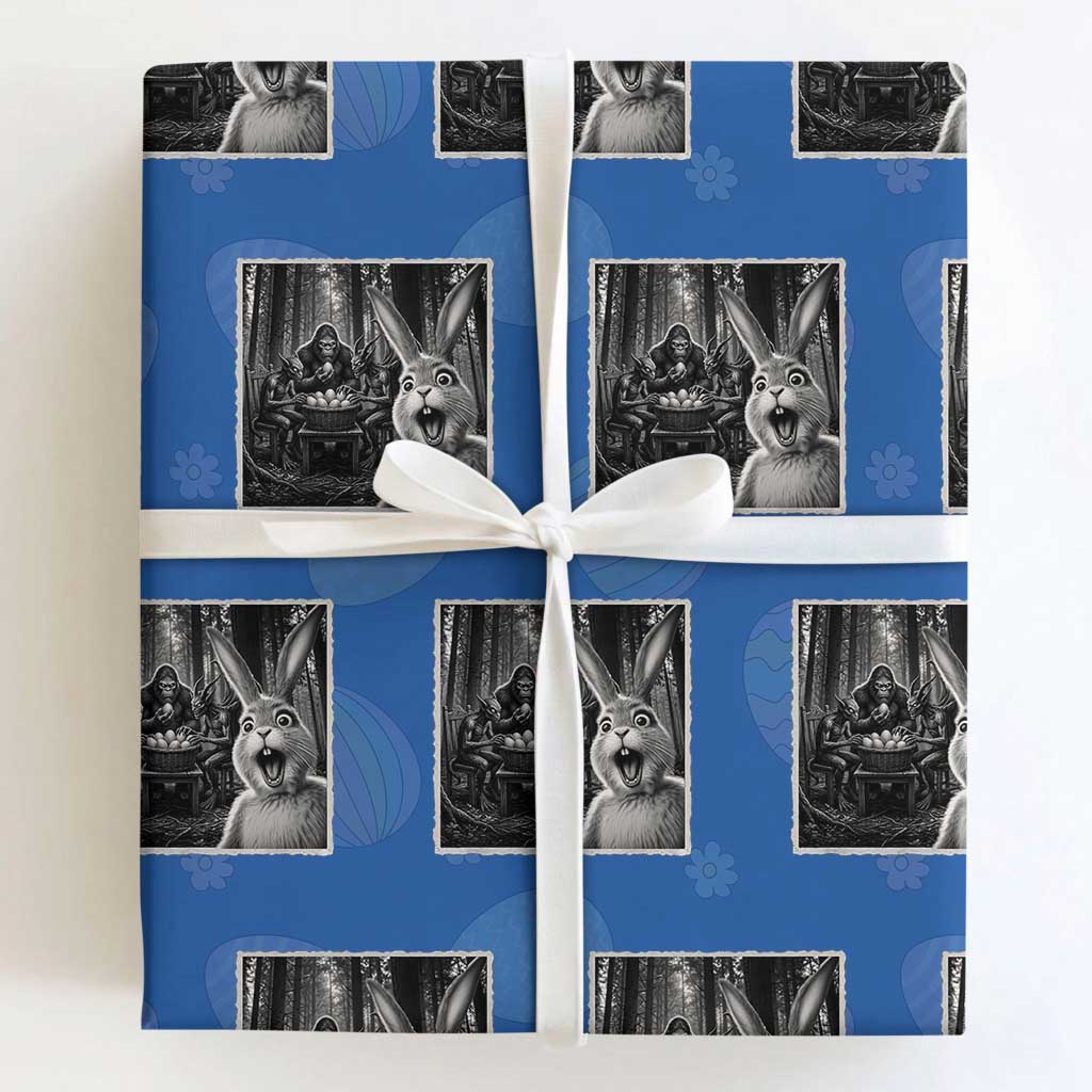 Funny Easter Bunny Selfie Wrapping Paper Roll Bigfoot Jersey Devil Chupacabra Egg Hunt TS12 Royal Blue Print Your Wear