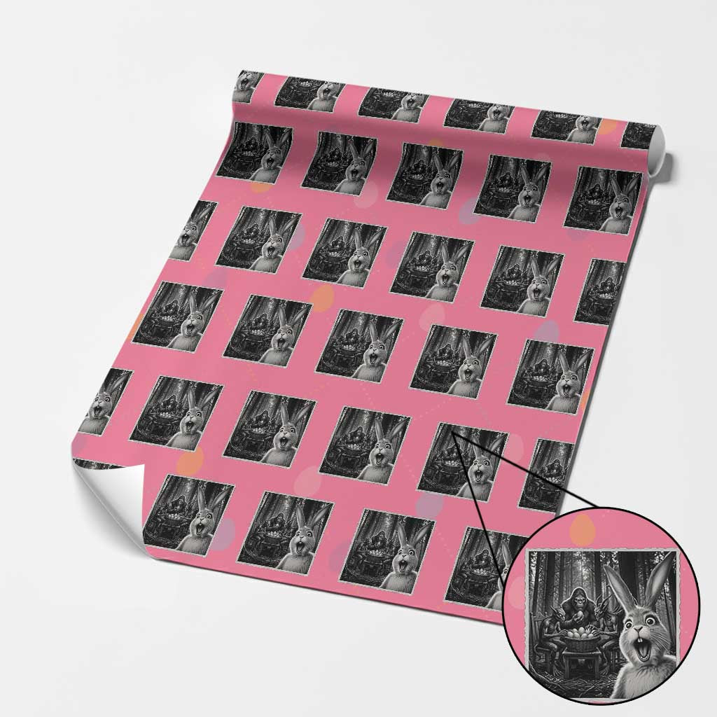 Funny Easter Bunny Selfie Wrapping Paper Roll Bigfoot Jersey Devil Chupacabra Egg Hunt TS12 Pink Print Your Wear
