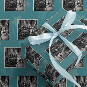 Funny Easter Bunny Selfie Wrapping Paper Roll Bigfoot Jersey Devil Chupacabra Egg Hunt TS12 Teal Print Your Wear