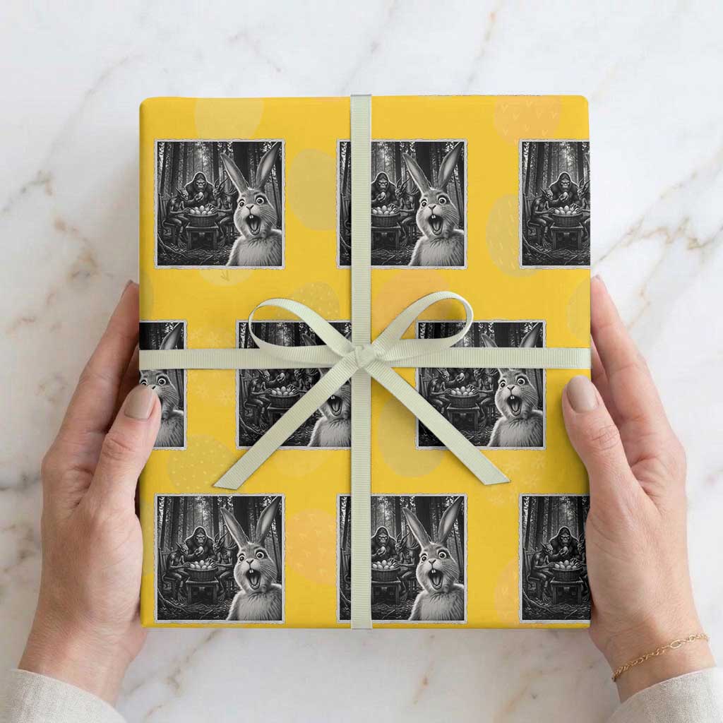 Funny Easter Bunny Selfie Wrapping Paper Roll Bigfoot Jersey Devil Chupacabra Egg Hunt TS12 Yellow Print Your Wear