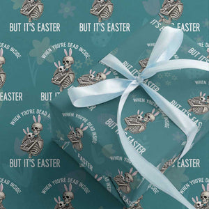 Funny Easter Bunny Skeleton Wrapping Paper Roll Dead Inside But It Is Easter TS12 Teal Print Your Wear
