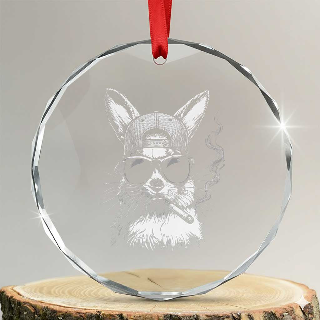 Funny Easter Bunny Smoking Meme Crystal Glass Ornament TS14 Transparent Glass 3'' Circle Print Your Wear