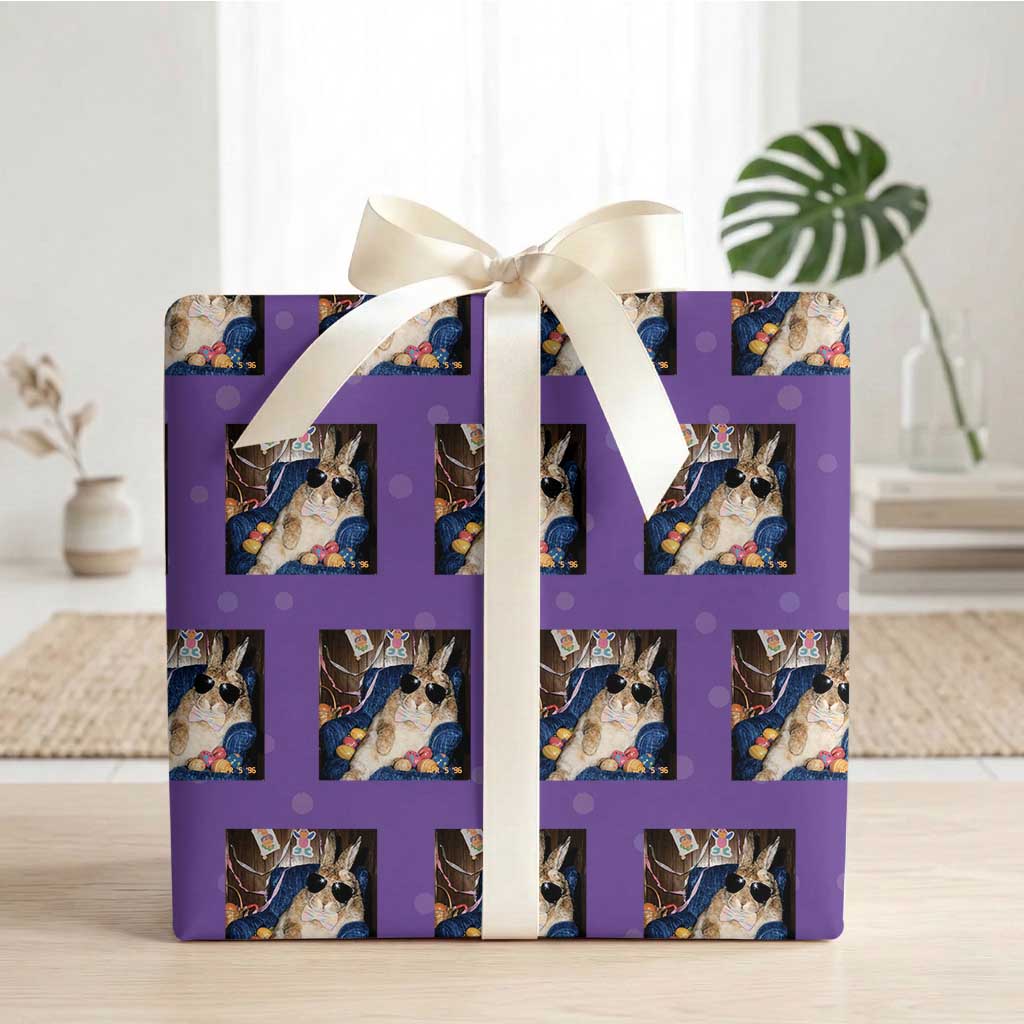 Funny Easter Bunny Sunglasses Graphic Wrapping Paper Roll TS14 Purple Print Your Wear