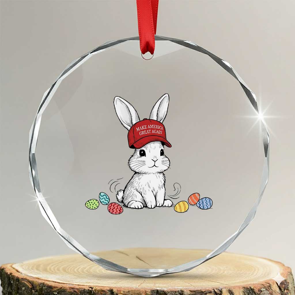 Funny Easter Bunny Wearing Hat American Crystal Glass Ornament TS14 Transparent Glass 3'' Circle Print Your Wear