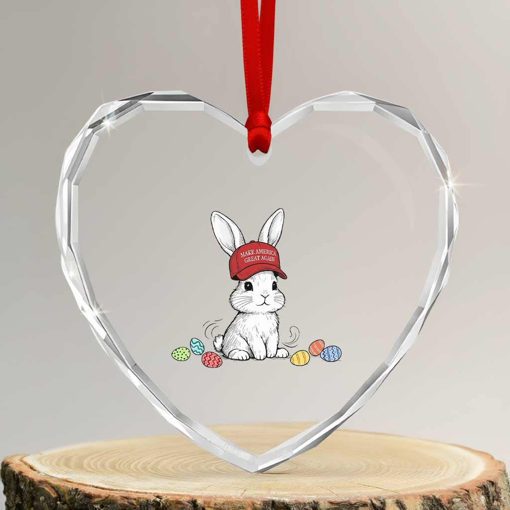 Funny Easter Bunny Wearing Hat American Heart Crystal Glass Ornament TS14 Transparent Glass 3'' Heart Print Your Wear