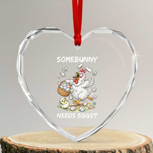 Funny Easter Chicken Bunny Ears Heart Crystal Glass Ornament Somebunny Needs Eggs TS12 Transparent Glass 3'' Heart Print Your Wear