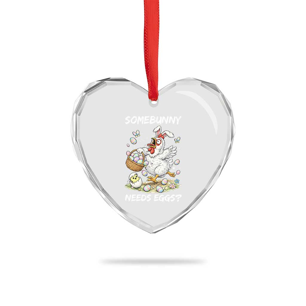 Funny Easter Chicken Bunny Ears Heart Crystal Glass Ornament Somebunny Needs Eggs TS12 Print Your Wear