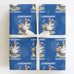Funny Easter Chicken Bunny Ears Wrapping Paper Roll Somebunny Needs Eggs TS12 Royal Blue Print Your Wear