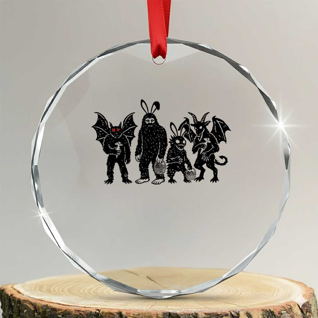 Funny Easter Cryptid Squad Crystal Glass Ornament Bigfoot Mothman Jersey Devil Chupacabra Gift TS12 Transparent Glass 3'' Circle Print Your Wear