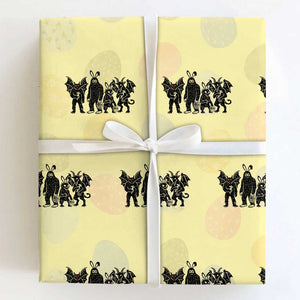 Funny Easter Cryptid Squad Wrapping Paper Roll Bigfoot Mothman Jersey Devil Chupacabra Gift TS12 Light Yellow Print Your Wear