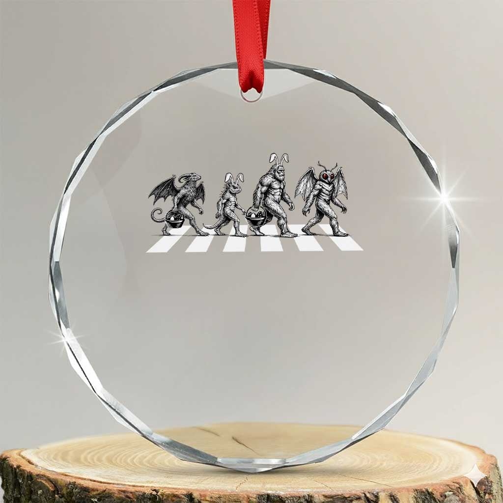Funny Easter Cryptid Walk Crystal Glass Ornament Bigfoot Mothman Jersey Devil Chupacabra TS12 Transparent Glass 3'' Circle Print Your Wear