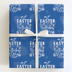 Funny Easter Day Birthday Boy Wrapping Paper Roll Born On Easter Day Eggs TS11 Royal Blue Print Your Wear