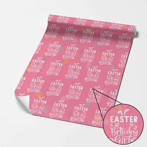 Funny Easter Day Birthday Girl Wrapping Paper Roll Born On Easter Day Eggs TS11 Pink Print Your Wear