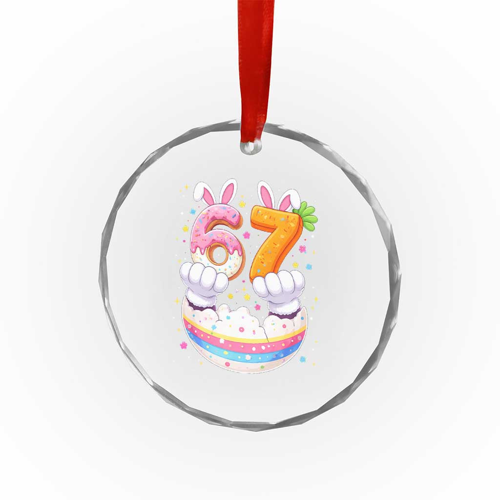 Funny Easter Day Bunny 67 Six Seven Meme Crystal Glass Ornament TS11 Print Your Wear