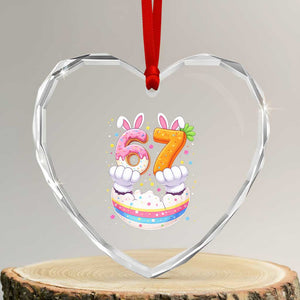 Funny Easter Day Bunny 67 Six Seven Meme Heart Crystal Glass Ornament TS11 Transparent Glass 3'' Heart Print Your Wear