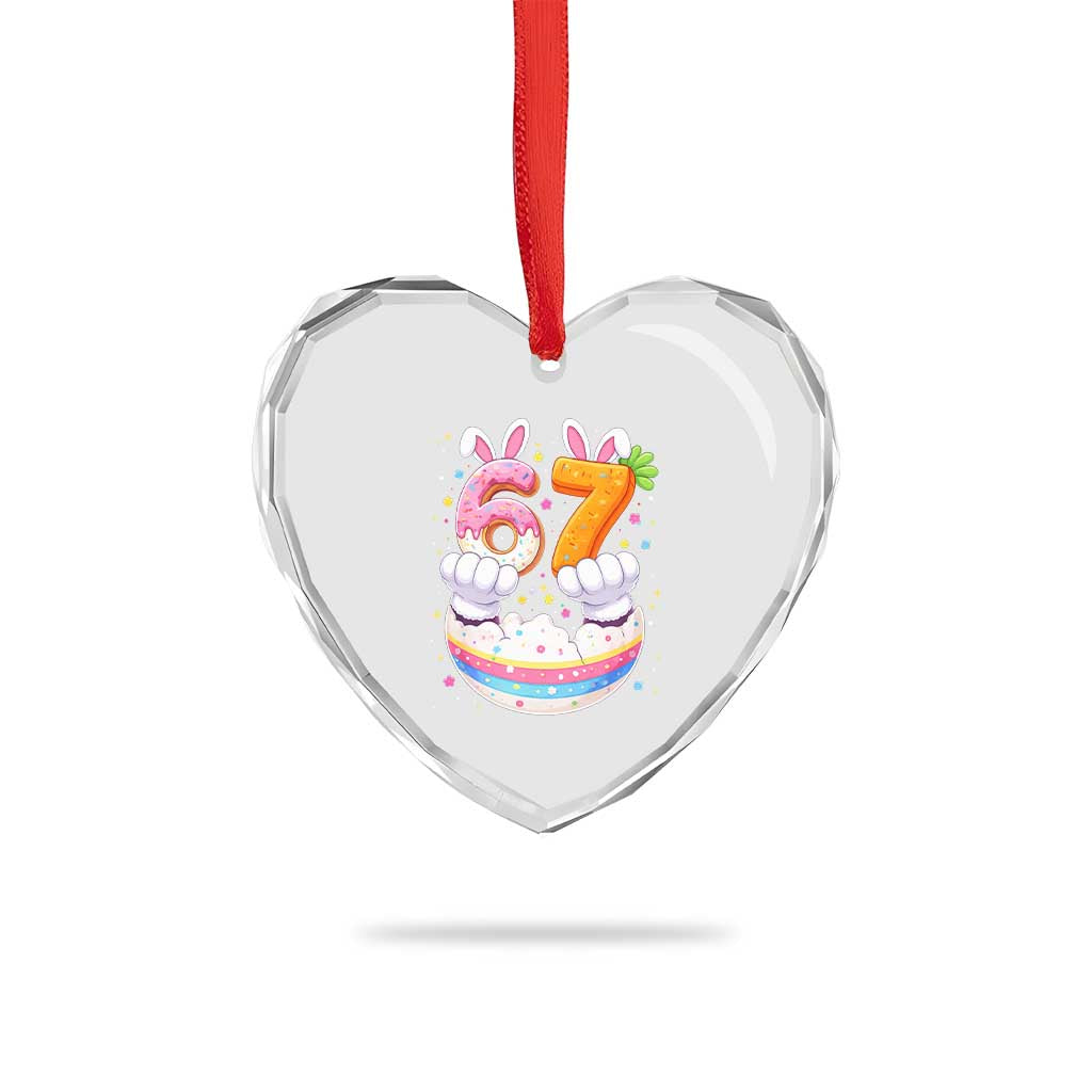 Funny Easter Day Bunny 67 Six Seven Meme Heart Crystal Glass Ornament TS11 Print Your Wear