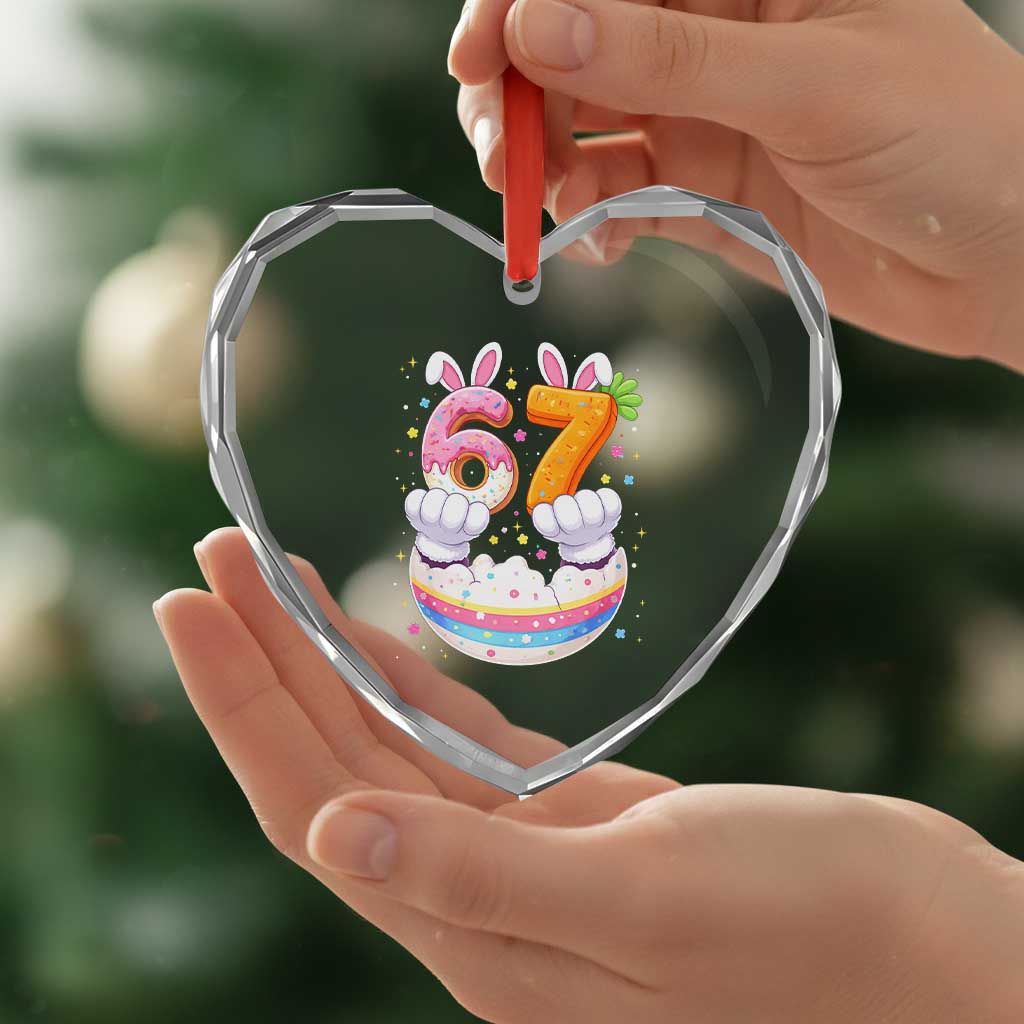 Funny Easter Day Bunny 67 Six Seven Meme Heart Crystal Glass Ornament TS11 Print Your Wear