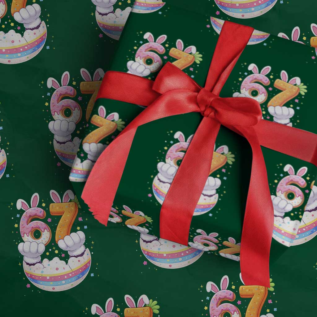 Funny Easter Day Bunny 67 Six Seven Meme Wrapping Paper Roll TS11 Green Print Your Wear