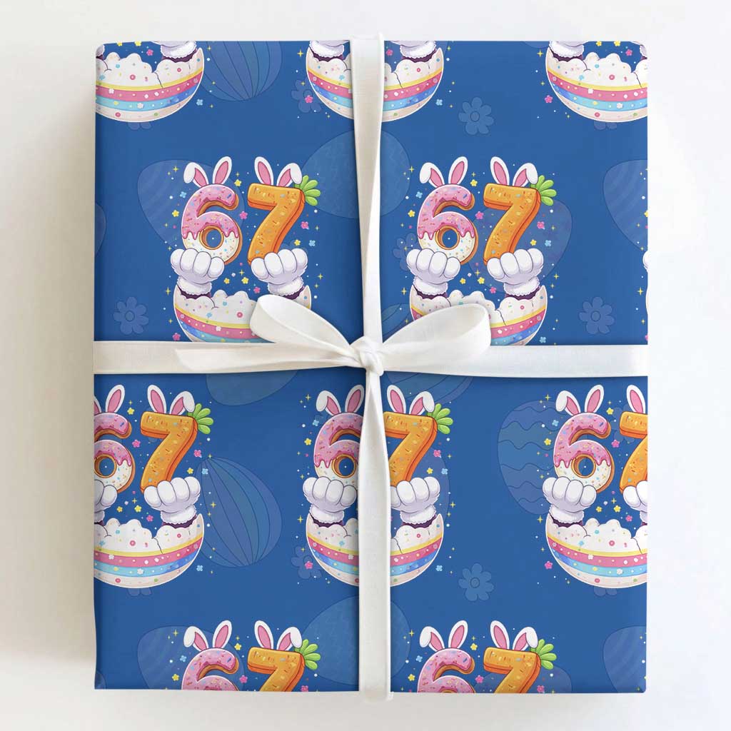 Funny Easter Day Bunny 67 Six Seven Meme Wrapping Paper Roll TS11 Royal Blue Print Your Wear